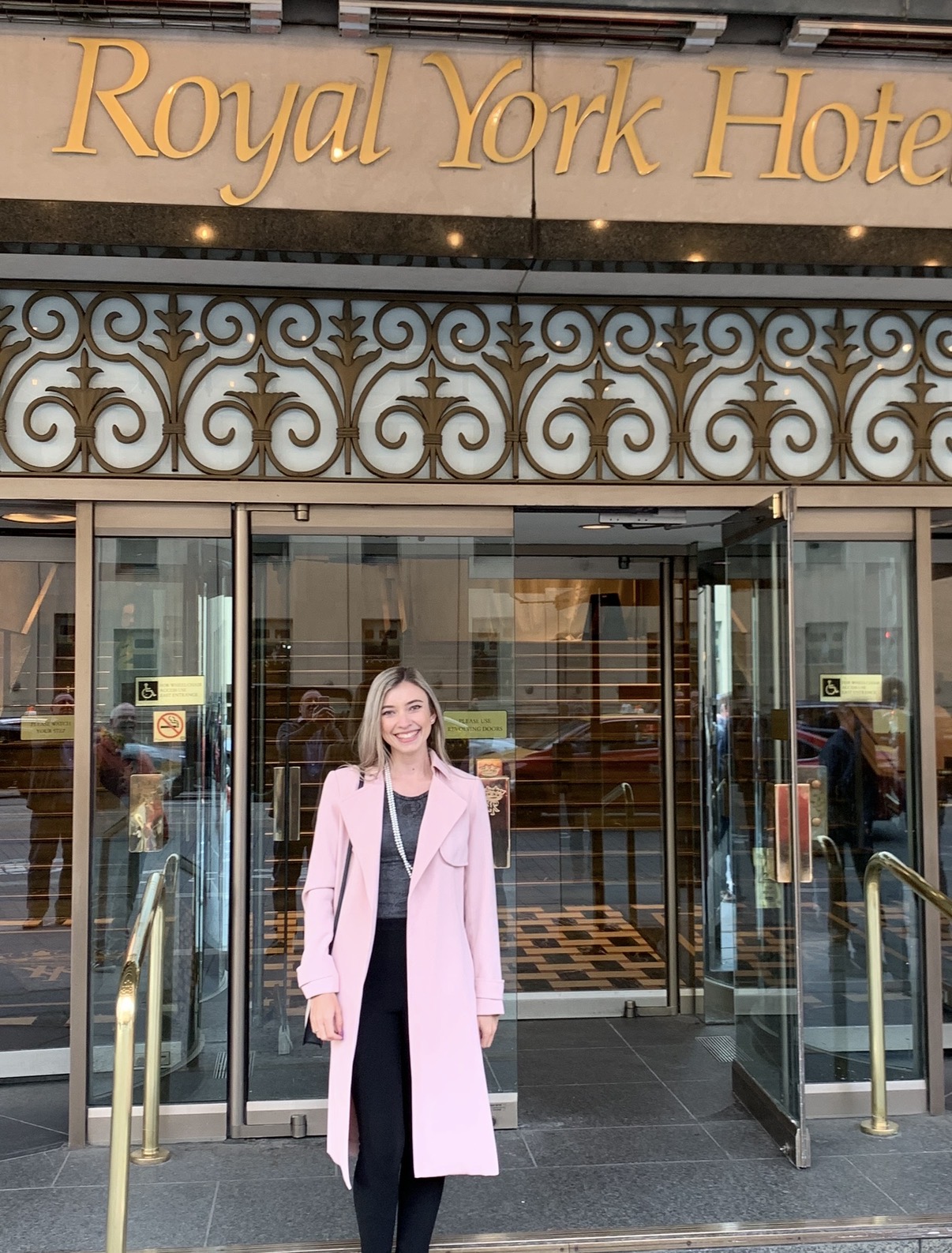 Carina outside the Royal York Hotel